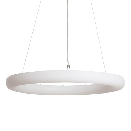 LEDKIA LIGHTING Lámpara Colgante LED Irlava 48W | CCT Seleccionable 2700K-4000K | 5280 Lúmenes | Ø500 mm | Diseño Moderno en Metal Blanco | Luz para Interior: Comedor, Salón, Oficina o Cocina