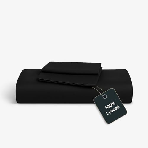 twenty:three Lyocell Bettwäsche (1x) 135x200 + (1x) 80x80 Jet Black - 100% Tencel - Gewonnen aus Eukalyptus - Hochwertig - Nachhaltig - Atmungsaktiv...