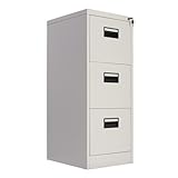 Frideko Filing Cabinets - Lockable Cabinets, 3 Drawers Metal Cabinet, Office Cabinet with Lock Utility Storage Cupboard Locker, Need to Assembly (Light Grey)