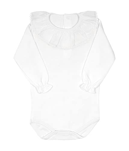 BOD HOME, Body Para Bebés, Manga Larga Cuello Con Volante Bordado, Unisex, Algodón, Hasta 24 Meses, Body Con Cuello Bordado, Cómodo, Suave, Ideal Para el Día a Día Cover