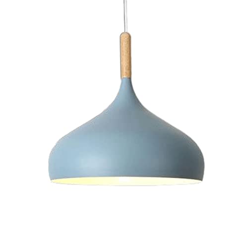 CHENKUI Lámpara colgante americana de granja, pantalla de lámpara de macarrón, mango de madera, candelabro creativo de una sola cabeza, estilo industrial, kit de iluminación colgante para comedor,