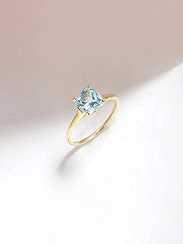 YoTreasure 10K Yellow Gold Sky Blue Topaz Ring for Women | Solitaire Engagement Ring | Gemstone Birthstone Jewelry4