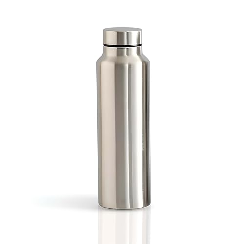 Image of 750ml Stainless Steel Water Bottle | Leak Proof, Rust Proof & BPA Free Metal Drinking Bottle | Reusable Steel Water Bottle for Office, Gym, College, Sports & Travel | Fridge Friendly | Silver
