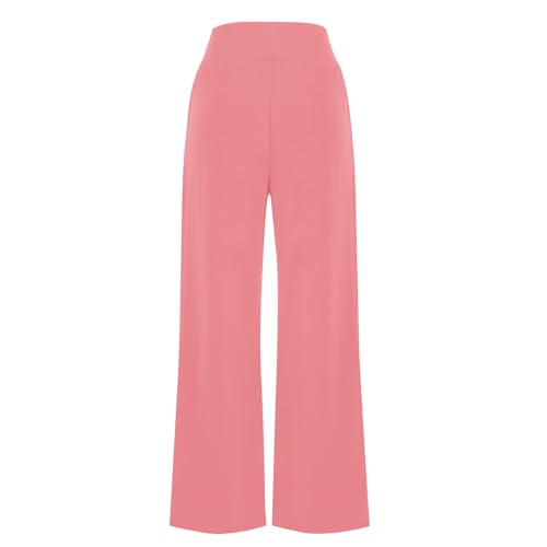 Calça feminina de corte alto flare perna larga lisa corte bota corte solto calça feminina outono ver