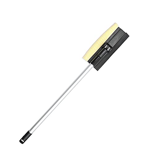 Image of 49'' Long Handle Cleaner Sponge Car Truck Window Windshield Squeegee and Soft Rubber Strip Telescopic Pole, Adjustable to Clean from Multiple Angles (Black)
