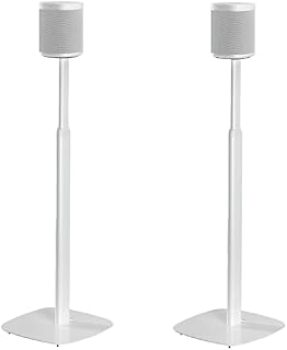Mountson Adjustable Floor Stand for Sonos One, SL & Play:1 (Twin Pack, White)
