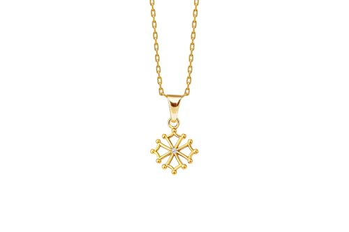 Pendentif croix occitane plaqué or 3 microns 18 carats et zircon cubique 13 mm