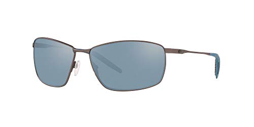 Costa Del Mar Men's Turret Polarized Rectangular Sunglasses, Matte Dark Gunmetal/Grey Silver Mirrored Polarized-580P, 63 Mm #TOP1