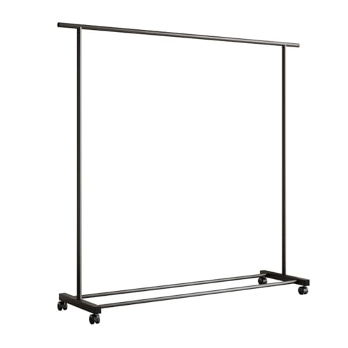Portant en métal blanc 150cm penderie sur roulettes pour vêtements et longs manteaux