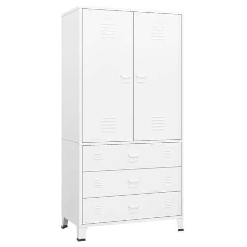 vidaXL Armario Industrial Ropa Roperos Percheros Estante Perchas Jerséis Vaqueros Organizador Almacenaje Guardarropa Muebles Metal Blanco 90x50x180 cm