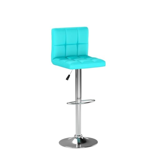 Image of Homall Bar Stools Modern PU Leather Adjustable Swivel Barstools, Armless Hydraulic Kitchen Counter Bar Stool Extra Height Square Island Barstool with Back Set of 2 (Leather, Blue)