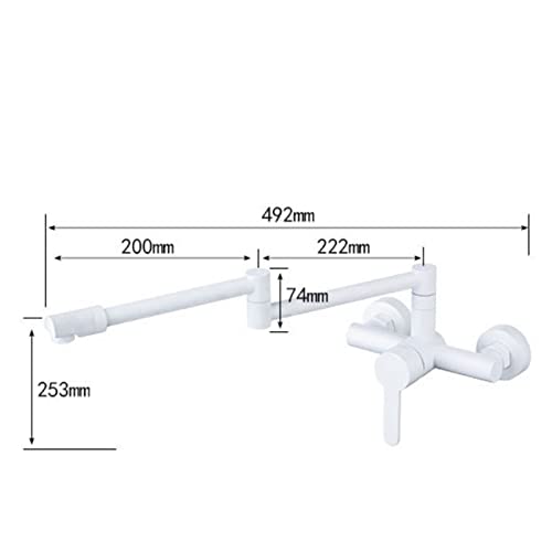 Grifo de cocina de pared plegable con monomando y latón de doble orificio 6