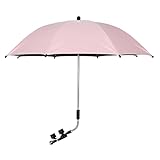 Baby Strollers Umbrella with Adjustable Clamp,Buggy Parasol with Clip on Fixing Device UPF 50+,for Pushchair Pram (Pink)