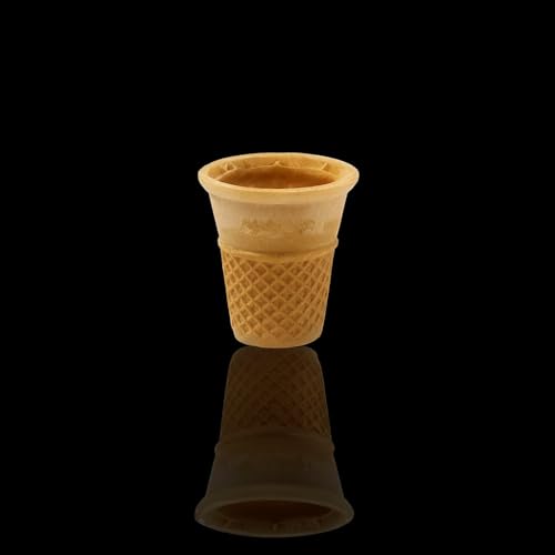 Cone King's Waffelbecher Klein mit Doppelrand, Knusprige Eiswaffeln, Halbsüß, Vegan, 56x60mm, für Gelato, Sorbet, Softeis und vieles mehr (30 Stück)