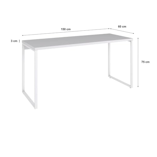 Mesa Kuadra Office 150X60X75cm Branco Chess/Est.Branca