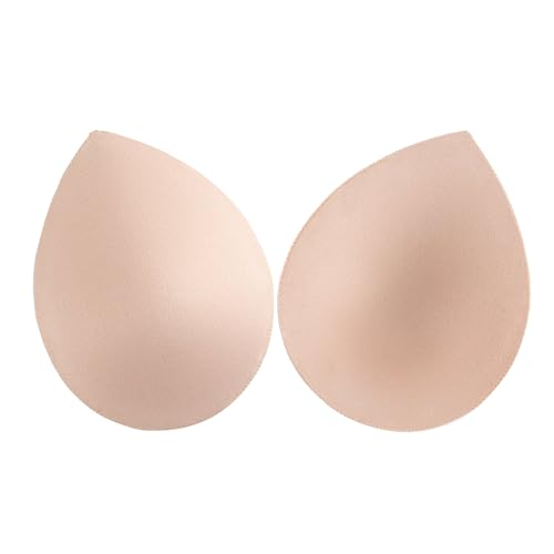 Tear Drop Bra Cup Inserts, Adds Chest Contour and Support for Bridal, Bridesmaid and Most Dresses, Trimmable Unfinished Edges for Exact Sizing, Beige, Medium, 1 Pair