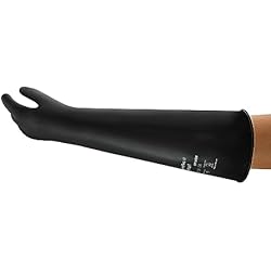 Ansell AlphaTec 87-108 Guantes de Trabajo Pesados, Alta Protección Química y Resistencia a la Abrasión, Seguridad Industrial, Guantes de Látex Reutilizables, Negro, Talla L (1 Par)
