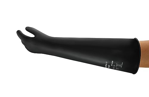Preisvergleich Produktbild Ansell AlphaTec 87-108 Chemikalienschutz-Handschuhe aus Latex, Wiederverwendbare Chemie-Handschuhe für Industrie, Lebensmittel Geeignet, Gummi Arbeitshandschuhe, Schwarz, Größe M (1 Paar)