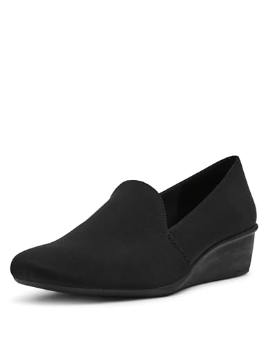Anne Klein Women's Wedge Pump Wendell, Black Stretch, 6.5