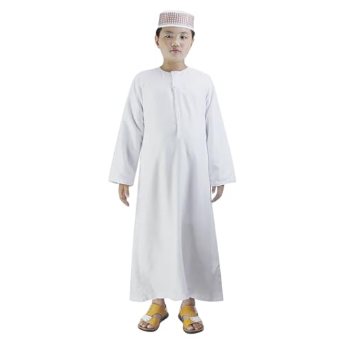 ITODA Embroidered Muslim Arabic Thobe Long Sleeve Kaftan Islamic Ramadan Prayer Robe