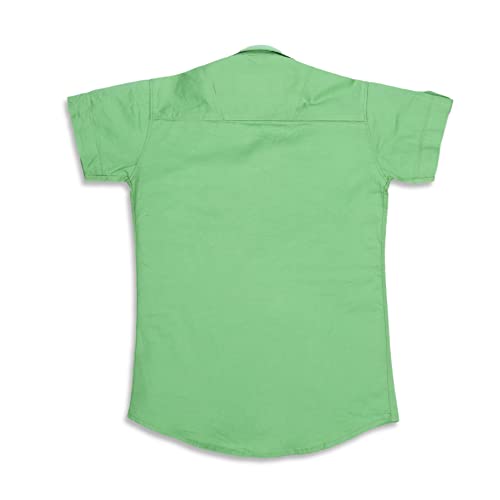 Image of Kids Stylish Solid Cotton Spread Half Sleeves Collar Regular Fit Shirt|| Formal Boys Shirt || Casual Wear Buttoned Shirt for Boys Pista Green