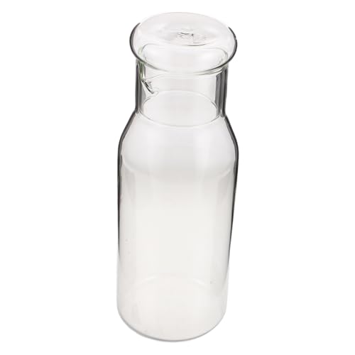 MUCKLILY Bedside Water Carafe with Lid Clear Glass Juice Pitcher for Single Servings for Nightstand and Kitchen Use Easy to Clean and High Transparency Design