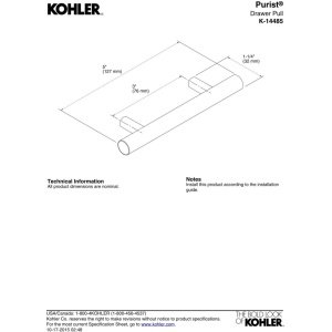 Kohler K14485Cp Purist 3 Inch Drawer Pull Polished Chrome, 0.50 x 0.50 x 5.00 inches - Image 3
