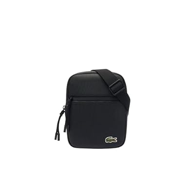 Lacoste LCST Small Flat Crossbody Bag Uomo, Nero, taglia unica