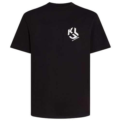 Karl Lagerfeld Jeans, Herren, Regular Kurzarm-T-Shirt Mit Monogramm-Logo, Normale Passform, Schwarz, L