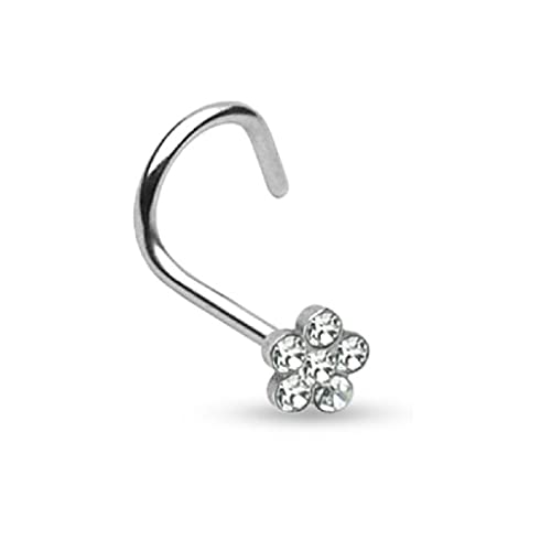 PiercedOff Piercing nez Fleur Tige Tire-Bouchon 20GA (0.8mm)(Blanc) Cover