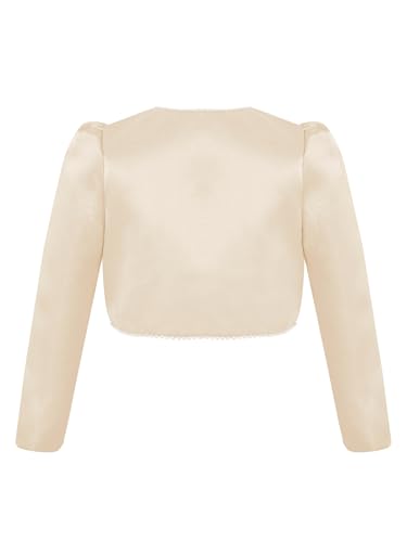 Girl's Beaded Satin Bolero Short Princess Jacket Shrug Open Front Cardigan Flower Girl Dress Cover up2