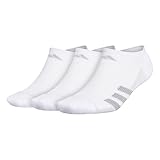 adidas Men's Superlite Stripe No Show Socks (3-Pair), White/Light Onix/Clear Onix/Clear Grey, Large