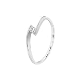 Time RoaD Anillo Mujer Minimalista con Diamante Oro Blanco 9K de 375 ml - Diseño Ergonómico y Ajuste Perfecto DIA00035/12 - Ideal para Compromiso - Pedida - Alianza - Promesa - Anillos Mujer
