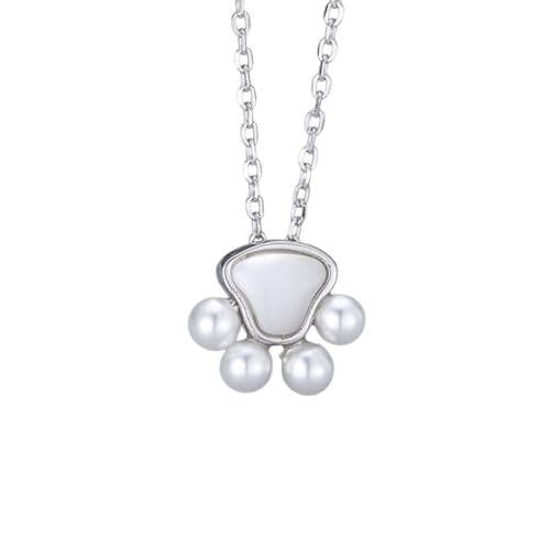 Collier patte de chat en argent 925 et perle 3 mm, chaîne femme 45 cm