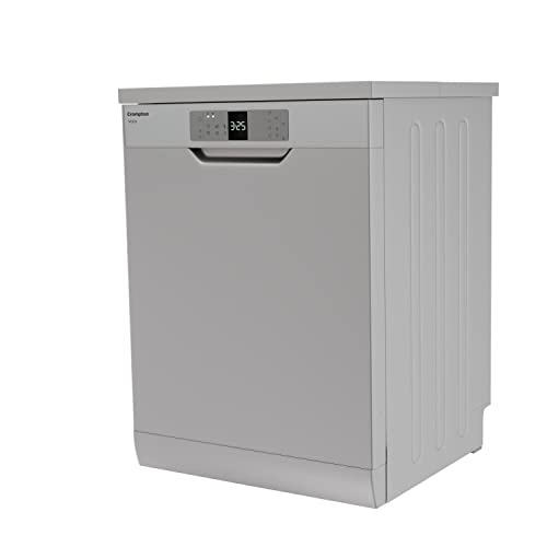 Image of Crompton 12 Place Setting Freestanding Dishwasher with 6 Wash Programs and Super Active Drying System | Energy Saving Dishwasher with Stainless Steel Tub (Voilla 12 PS DW, Silver Inox,FS-DWVOA12PS-DS)