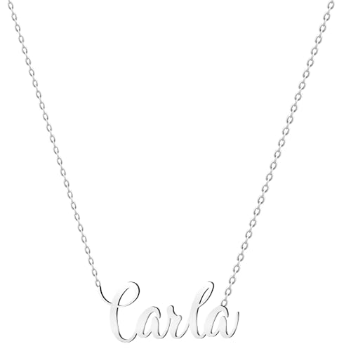 various Collar Nombre Carla Acero Inoxidable-Colgante Nombre Personalizado Plateado para Collar Mujer-Regalos Personalizados para Mujer Madres Niña Parejas, Mejor Amiga