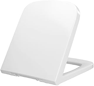 Fanmitrk Duroplast Toilet Seat-Soft Close Toilet Seat White,Square Shape,Easy to Clean,Quick Release,One Botton for Option (UF09-06)