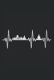 Dresden Stadt Silhouette Herzschlag EKG Yoga: 6x9 liniertes Notizbuch | Dresden Stadt Silhouette Herzschlag EKG Yoga Meditation Geschenk