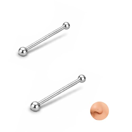Set of 2 Tiny Silver & Gold Plated Nose Studs Tiny Ball Nose Bone Piercing Jewellery 24G Nose Pin 1mm 1.5mm 2mm Hypoallergenic Minimalist Nostril Piercing Gift Box (Silver 1mm Ball)