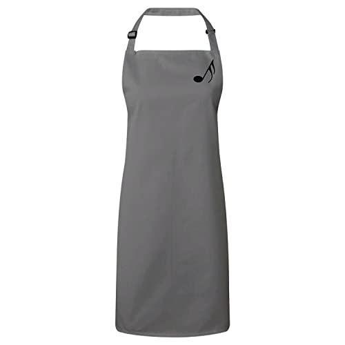 Tablier cuisine musique solfège gris avec motif notes de musique et double croche