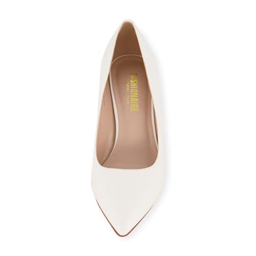 Cushionaire Women's Halsey Dress Pump With +Comfort, Wide Widths Available, White 8.5 #TOP2