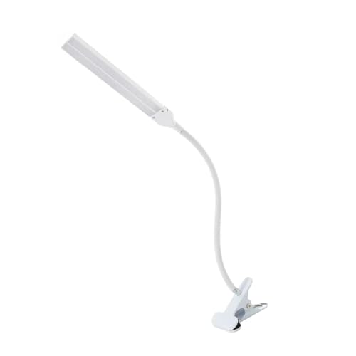 YUYTE Lámpara de Escritorio con Clip con Cabezales Dobles, Luz LED para el Cuidado de los Ojos para Estudiantes y Oficina, Regulable y Alimentada por USB, (WHITE)