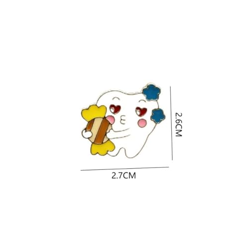 Image of 3 Pieces /5 Pieces Set Cute Tooth Pin Brooch Alloy Beautiful Enamel Pin Badge Dental Mirror Brooch Women's Men's Personality Fashion Style Doctor Dentist Uniform Brooch Gift (3pcs)