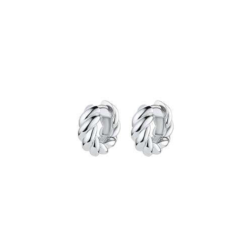 Image of gorjana - Crew Helium Huggies - 18k Gold or Silver - Daily Earring Wear - Unique Rope Texture - Lightweight Helium Design - Secure Hinge Closure