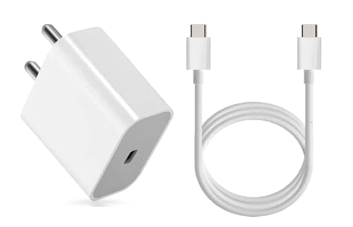 Image of The Black Store Original 20W USB Type C to C Charging Adaptor & Cable for iPhone 15 /15Pro /15 Pro Max / 15+ 20 Watt Charger,White
