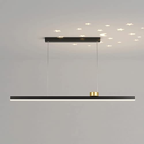 Chandelier linéaire LED finitions premium en métal brossé pour salle à manger chic