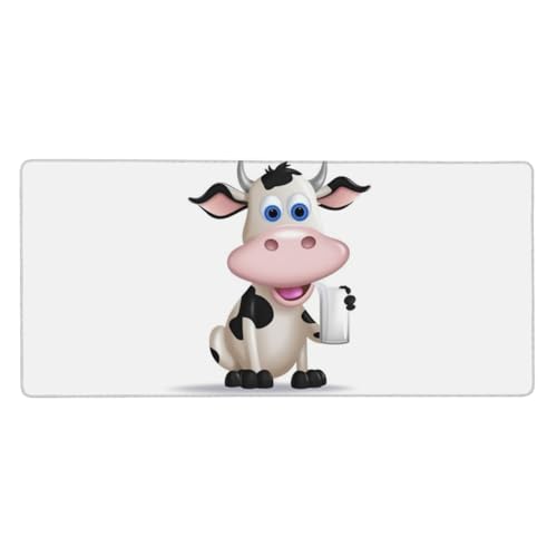 Tapis de souris XXL motif vache 80x40 cm antidérapant et imperméable pour bureau