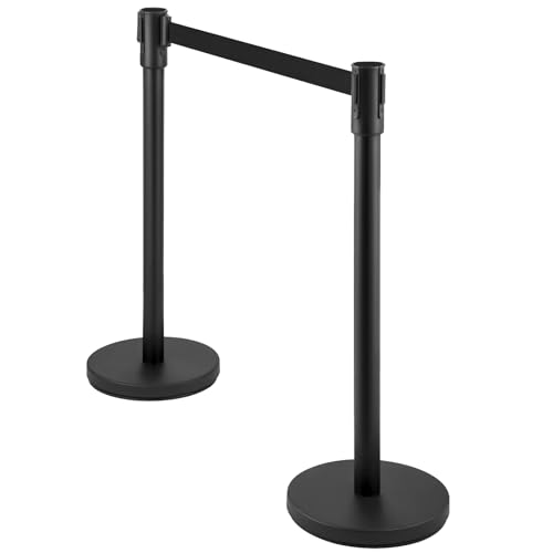 Crowd Control Stanchion Set,Stanchion Queue Post with Retractable Belts 6.5 ft,Crowd Control Barriers,Easy Assembly,36 in Height,for Crowd Control Bar