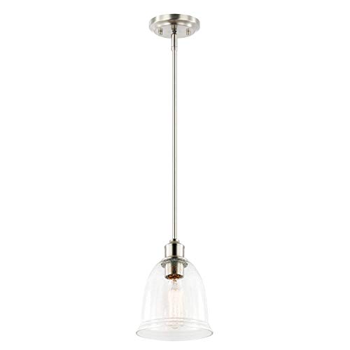 Light Society Austin Pendant Lamp, Satin Nickel Finish With Handblown Clear Seeded Glass Shade, Adjustable Modern Lighting Fixture For Kitchen Island, Dining Room And Bedroom (Ls-C242-Sn) #TOP1