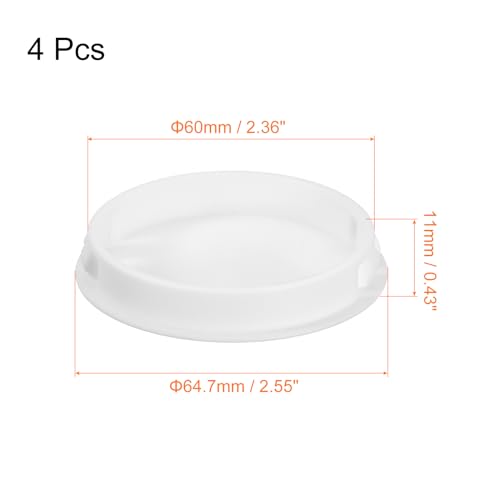 Image of uxcell 60mm /2.36 inch Plastic Hole Plugs, 4Pcs Flush Type Panel Round Snap in Fastener Knockout Locking Plugs for Furniture Insert End Caps Panels, White